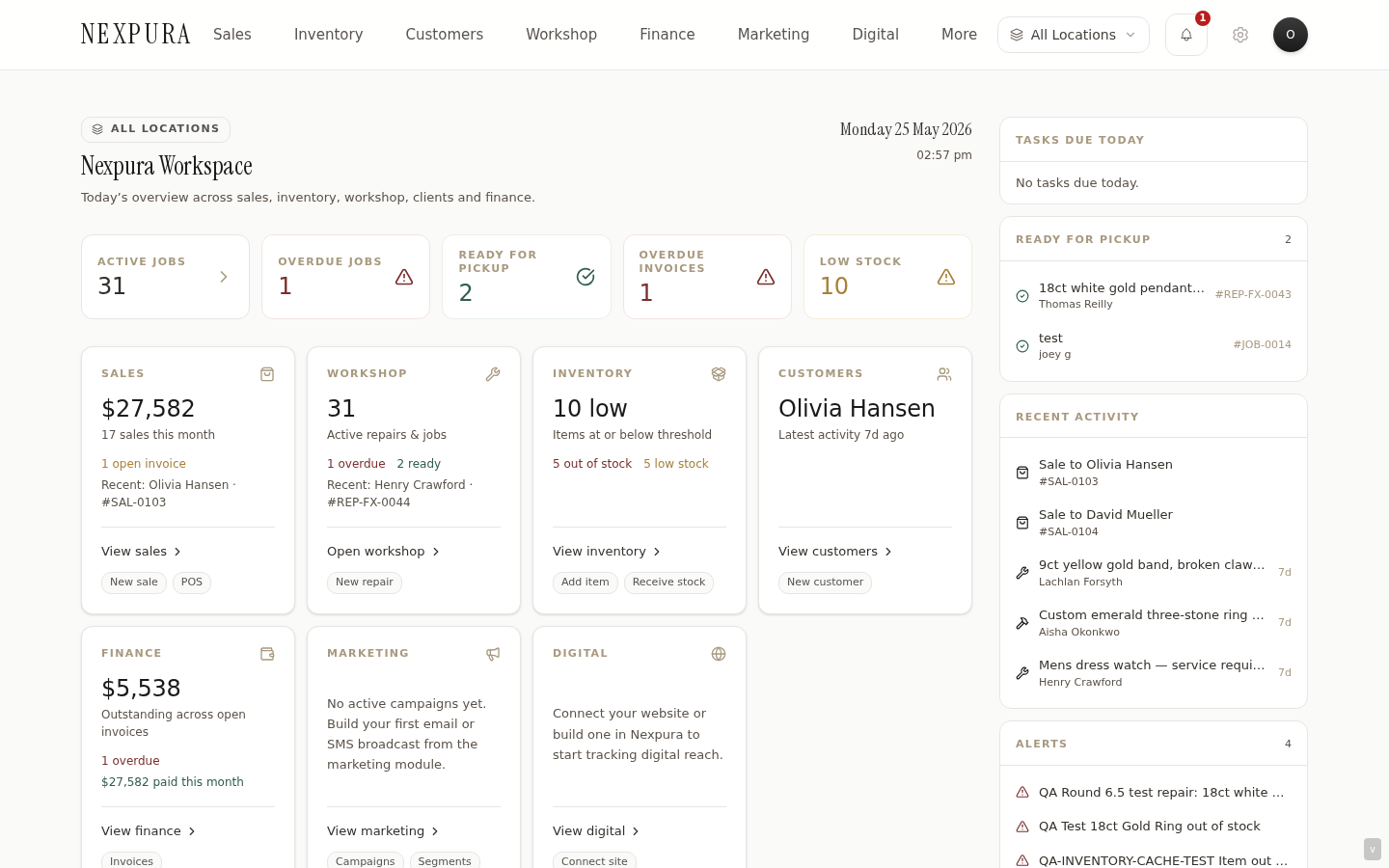 Dashboard — Owner-grade visibility, the moment you log in.